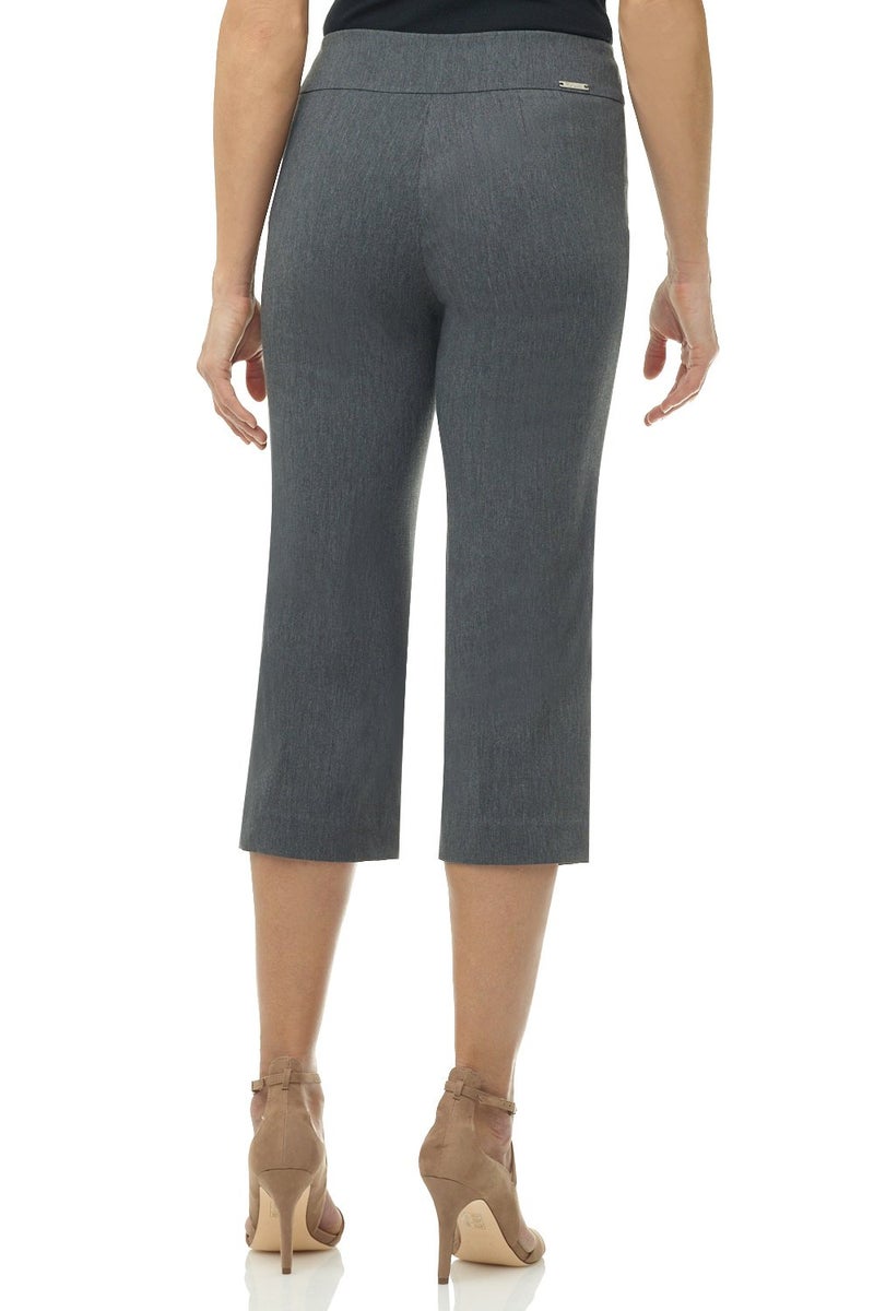 Rekucci Womenâ€™s Comfort Stretch Pull-On Capri Pants with Button Detail â€“ Everyday Casual Wear (14, Charcoal) - Image 3